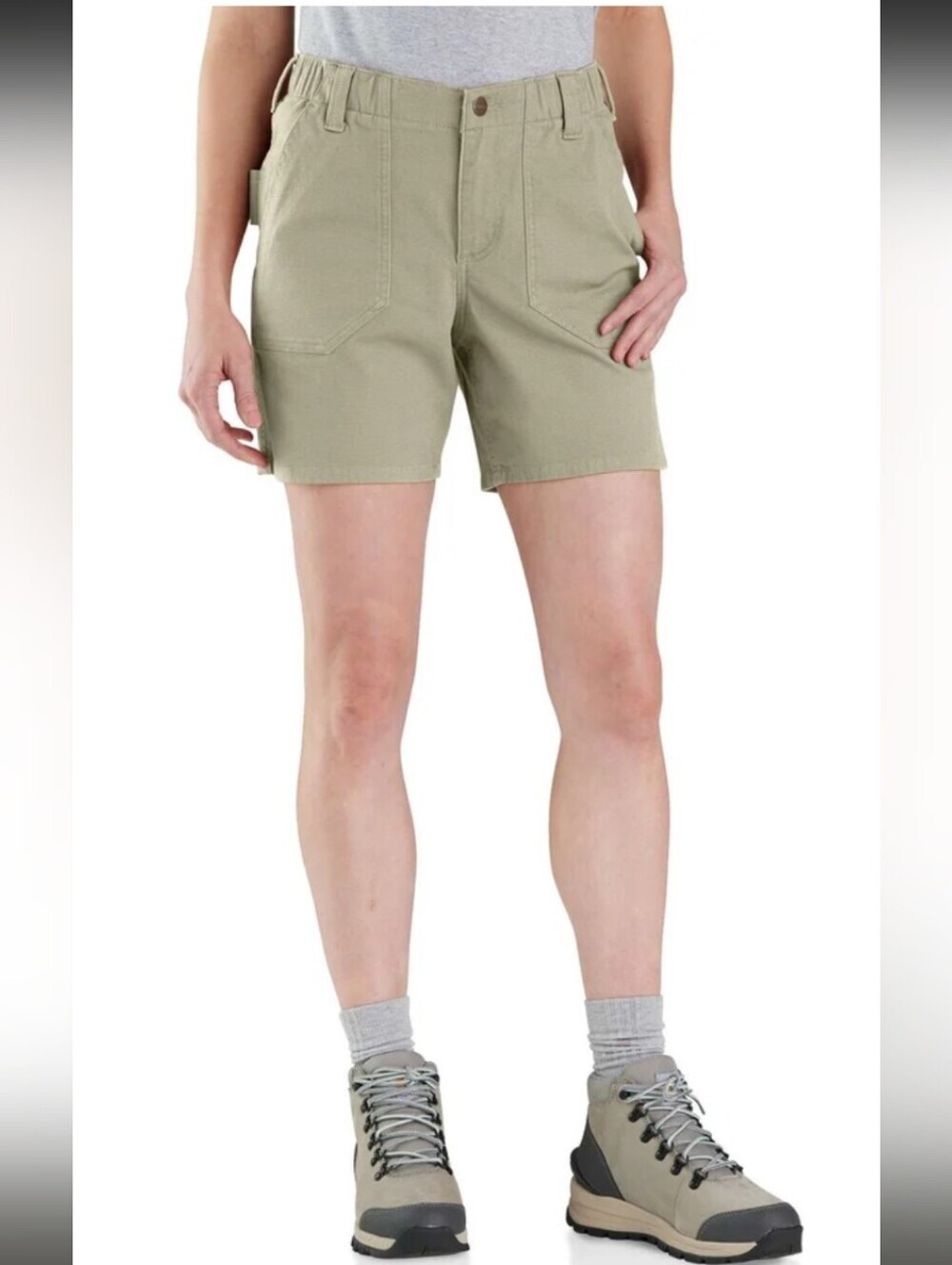 Carhartt Women's Rugged Flex® Relaxed Fit Canvas Work Shorts Size 4 Greige EUC